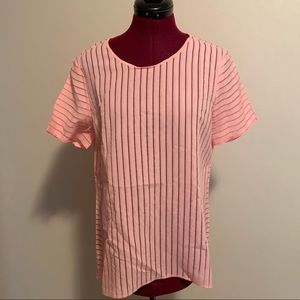 J. Crew Pink Striped Sheer Blouse